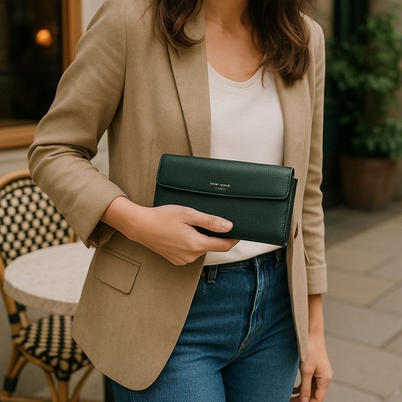 Kate Spade Black Pebbled Leather Wallet – Made in Italy – EUC - Picture 1 of 6